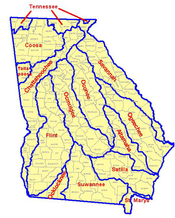 Rivers In Ga Map Basins - General